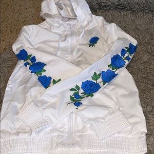 White blue rose windbreaker